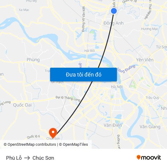 Phù Lỗ to Chúc Sơn map