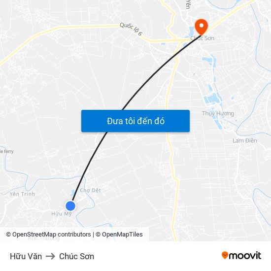 Hữu Văn to Chúc Sơn map