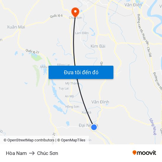 Hòa Nam to Chúc Sơn map