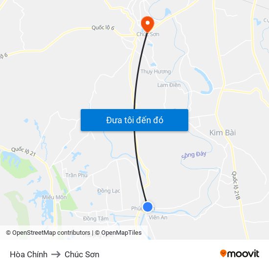 Hòa Chính to Chúc Sơn map