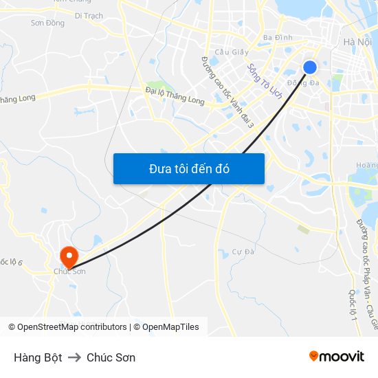 Hàng Bột to Chúc Sơn map