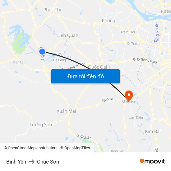 Bình Yên to Chúc Sơn map