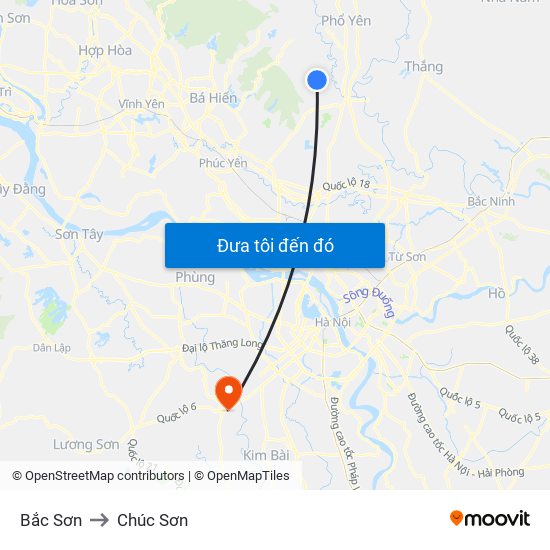 Bắc Sơn to Chúc Sơn map