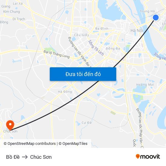 Bồ Đề to Chúc Sơn map