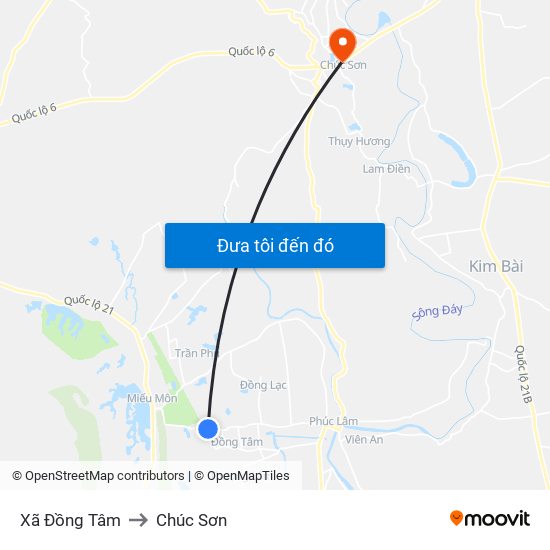 Xã Đồng Tâm to Chúc Sơn map