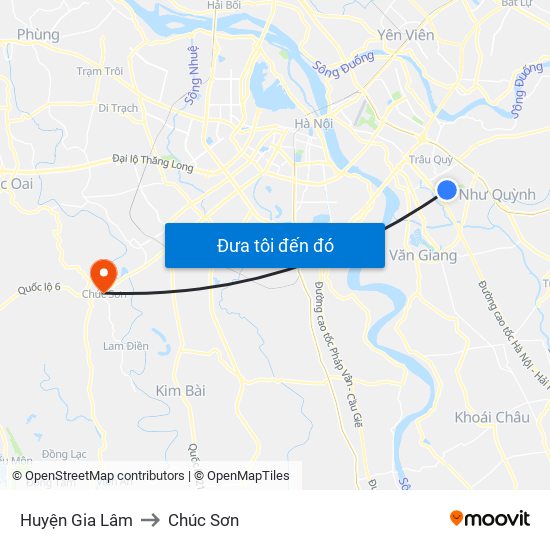 Huyện Gia Lâm to Chúc Sơn map