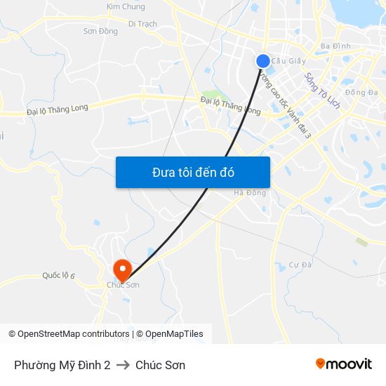 Phường Mỹ Đình 2 to Chúc Sơn map