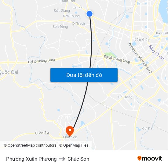 Phường Xuân Phương to Chúc Sơn map