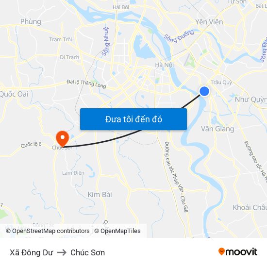 Xã Đông Dư to Chúc Sơn map