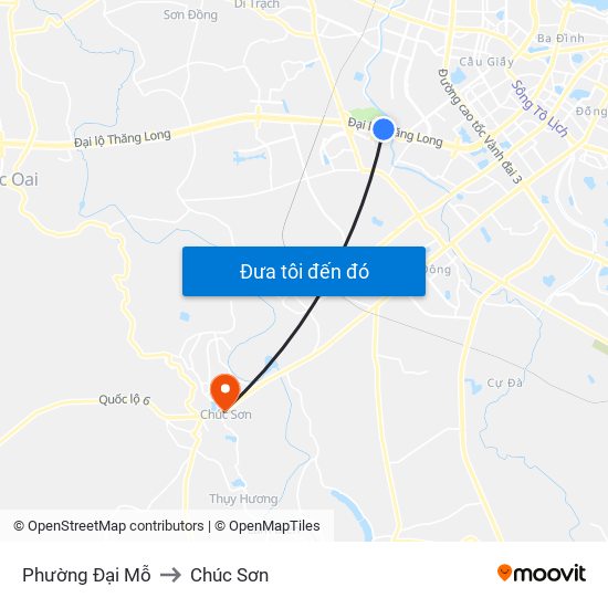 Phường Đại Mỗ to Chúc Sơn map