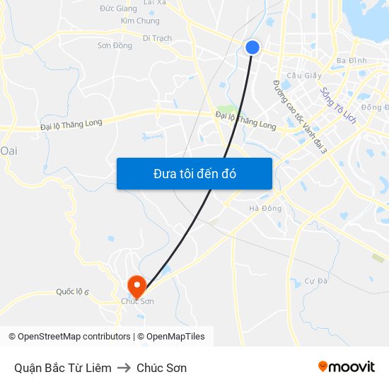 Quận Bắc Từ Liêm to Chúc Sơn map