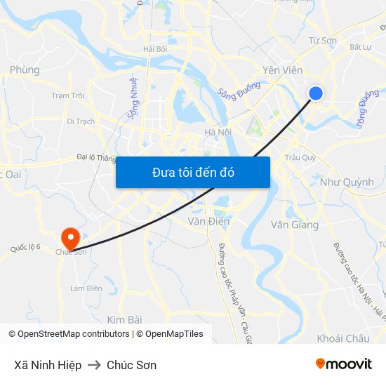 Xã Ninh Hiệp to Chúc Sơn map