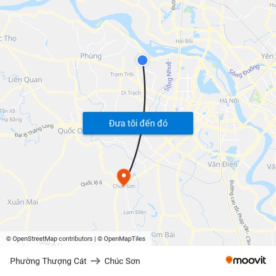 Phường Thượng Cát to Chúc Sơn map