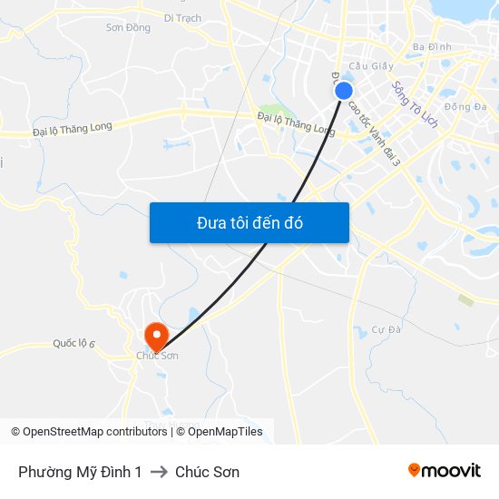 Phường Mỹ Đình 1 to Chúc Sơn map