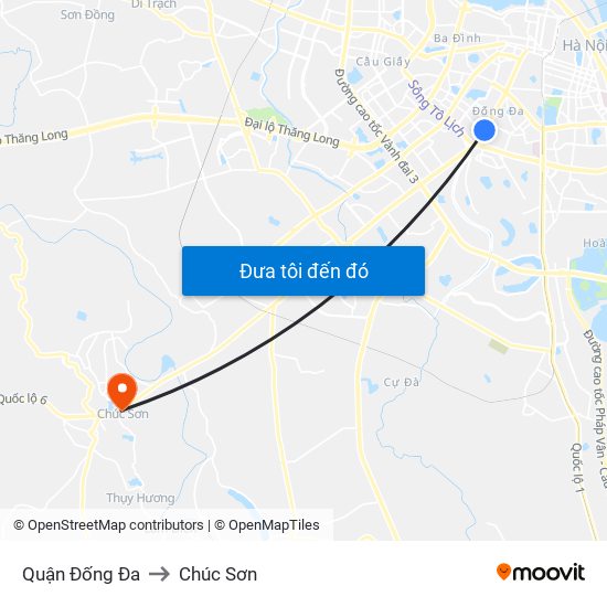 Quận Đống Đa to Chúc Sơn map