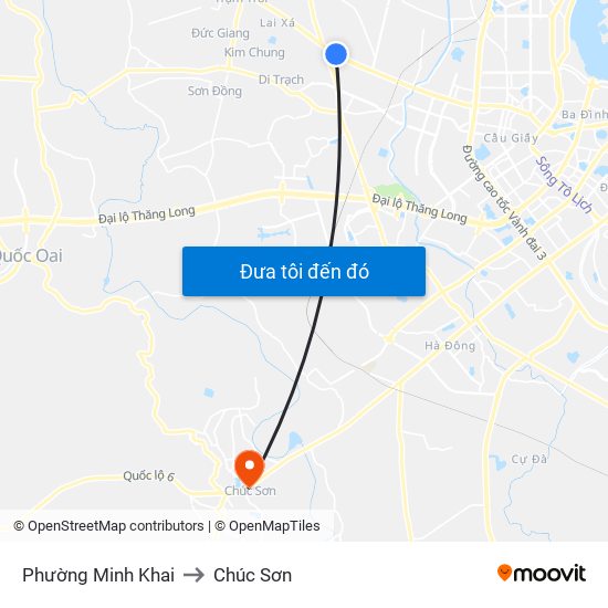 Phường Minh Khai to Chúc Sơn map