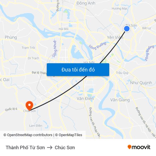 Thành Phố Từ Sơn to Chúc Sơn map