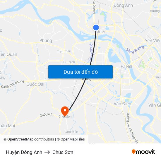 Huyện Đông Anh to Chúc Sơn map