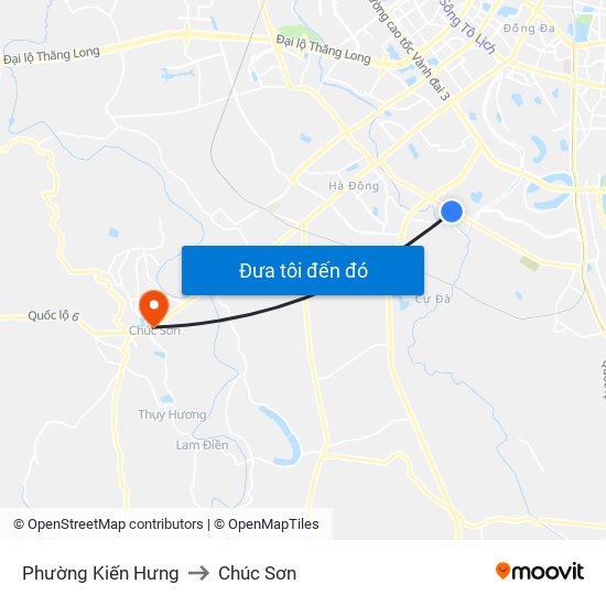 Phường Kiến Hưng to Chúc Sơn map