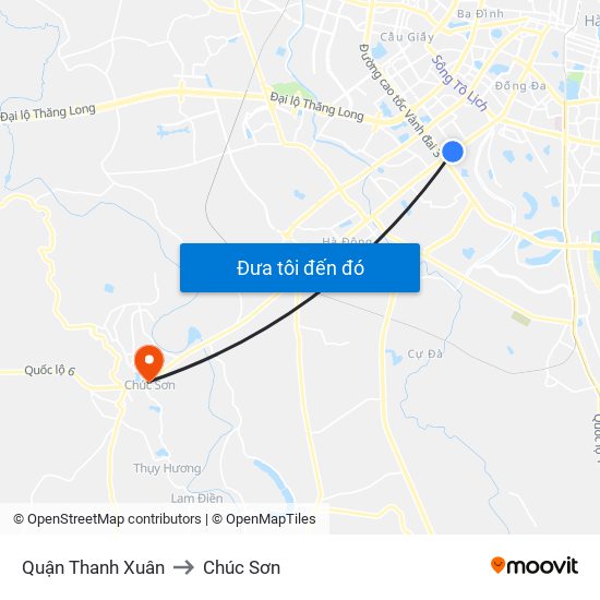 Quận Thanh Xuân to Chúc Sơn map