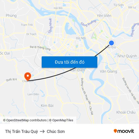 Thị Trấn Trâu Quỳ to Chúc Sơn map