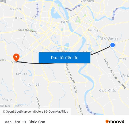 Văn Lâm to Chúc Sơn map