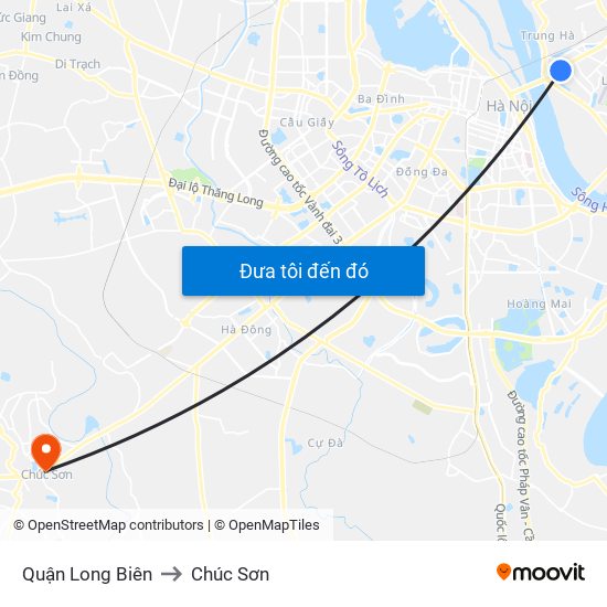 Quận Long Biên to Chúc Sơn map