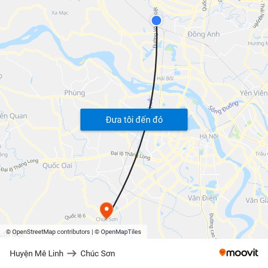 Huyện Mê Linh to Chúc Sơn map