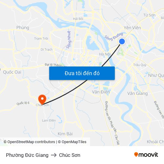 Phường Đức Giang to Chúc Sơn map