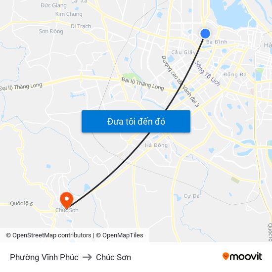 Phường Vĩnh Phúc to Chúc Sơn map
