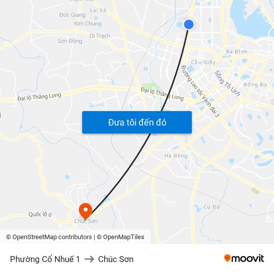 Phường Cổ Nhuế 1 to Chúc Sơn map