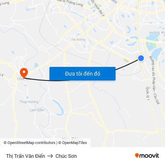 Thị Trấn Văn Điển to Chúc Sơn map