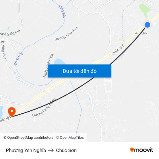 Phường Yên Nghĩa to Chúc Sơn map