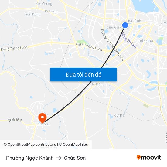 Phường Ngọc Khánh to Chúc Sơn map