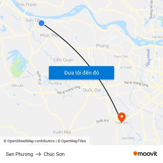 Sen Phương to Chúc Sơn map