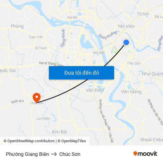 Phường Giang Biên to Chúc Sơn map