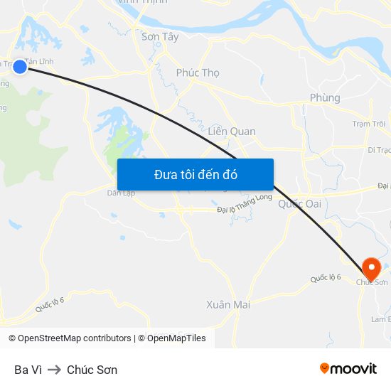 Ba Vì to Chúc Sơn map