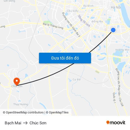 Bạch Mai to Chúc Sơn map