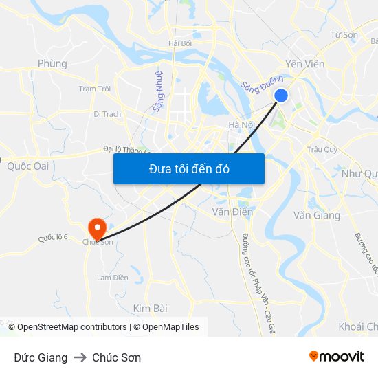 Đức Giang to Chúc Sơn map