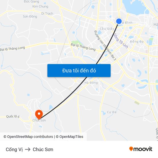 Cống Vị to Chúc Sơn map