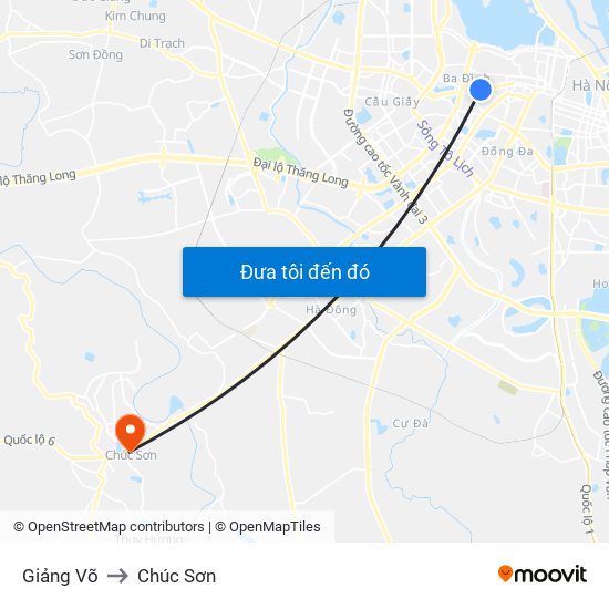 Giảng Võ to Chúc Sơn map