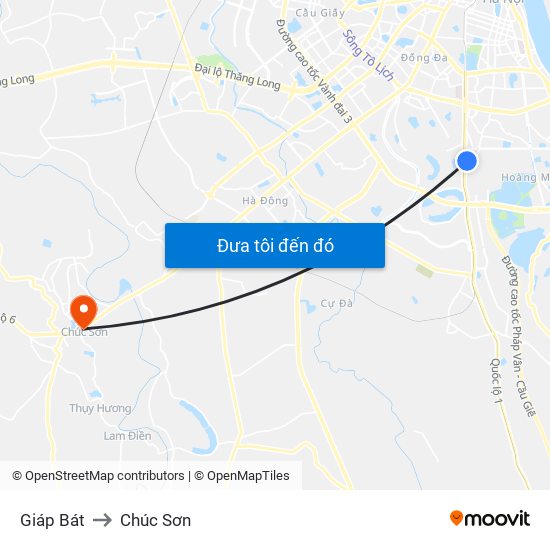 Giáp Bát to Chúc Sơn map