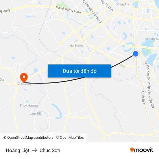 Hoàng Liệt to Chúc Sơn map