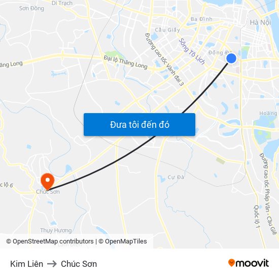 Kim Liên to Chúc Sơn map