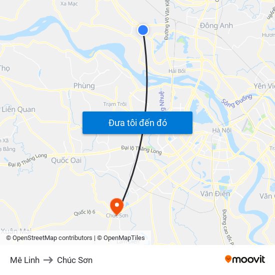 Mê Linh to Chúc Sơn map