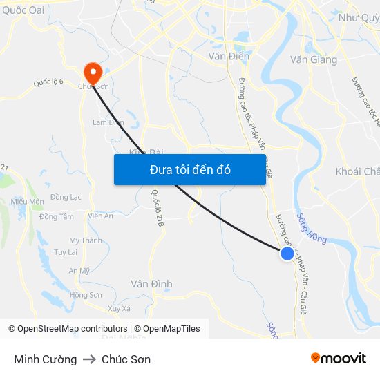 Minh Cường to Chúc Sơn map