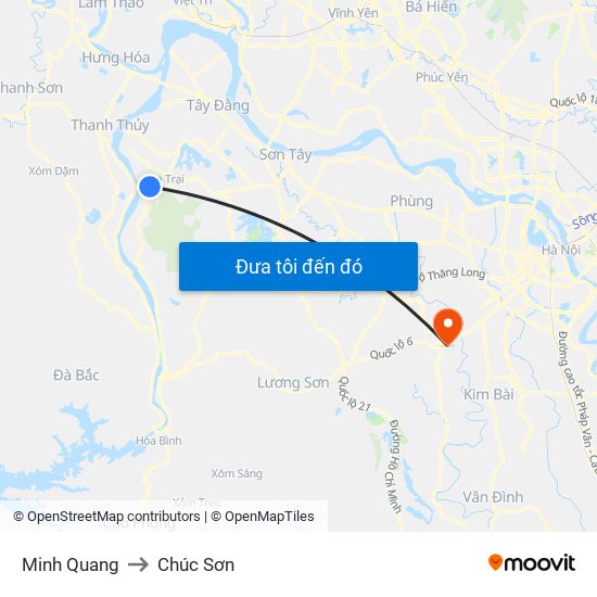 Minh Quang to Chúc Sơn map