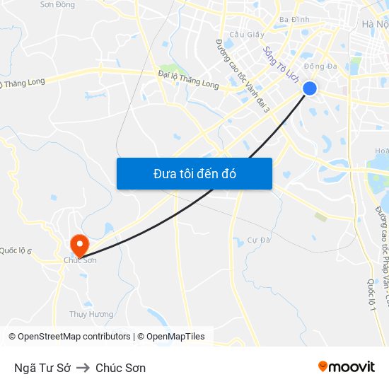 Ngã Tư Sở to Chúc Sơn map