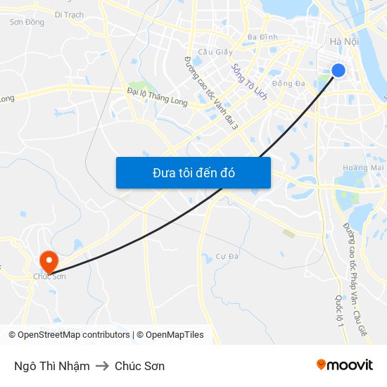 Ngô Thì Nhậm to Chúc Sơn map