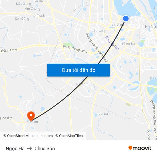 Ngọc Hà to Chúc Sơn map